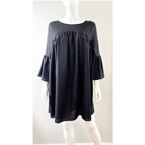 French Connection Black Bell Sleeve Back Cutout Mini Dress - Size M